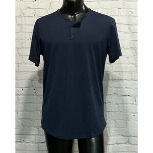 Cuts Men’s Dark Blue AO Henley Curve-Hem Tee (Size L)